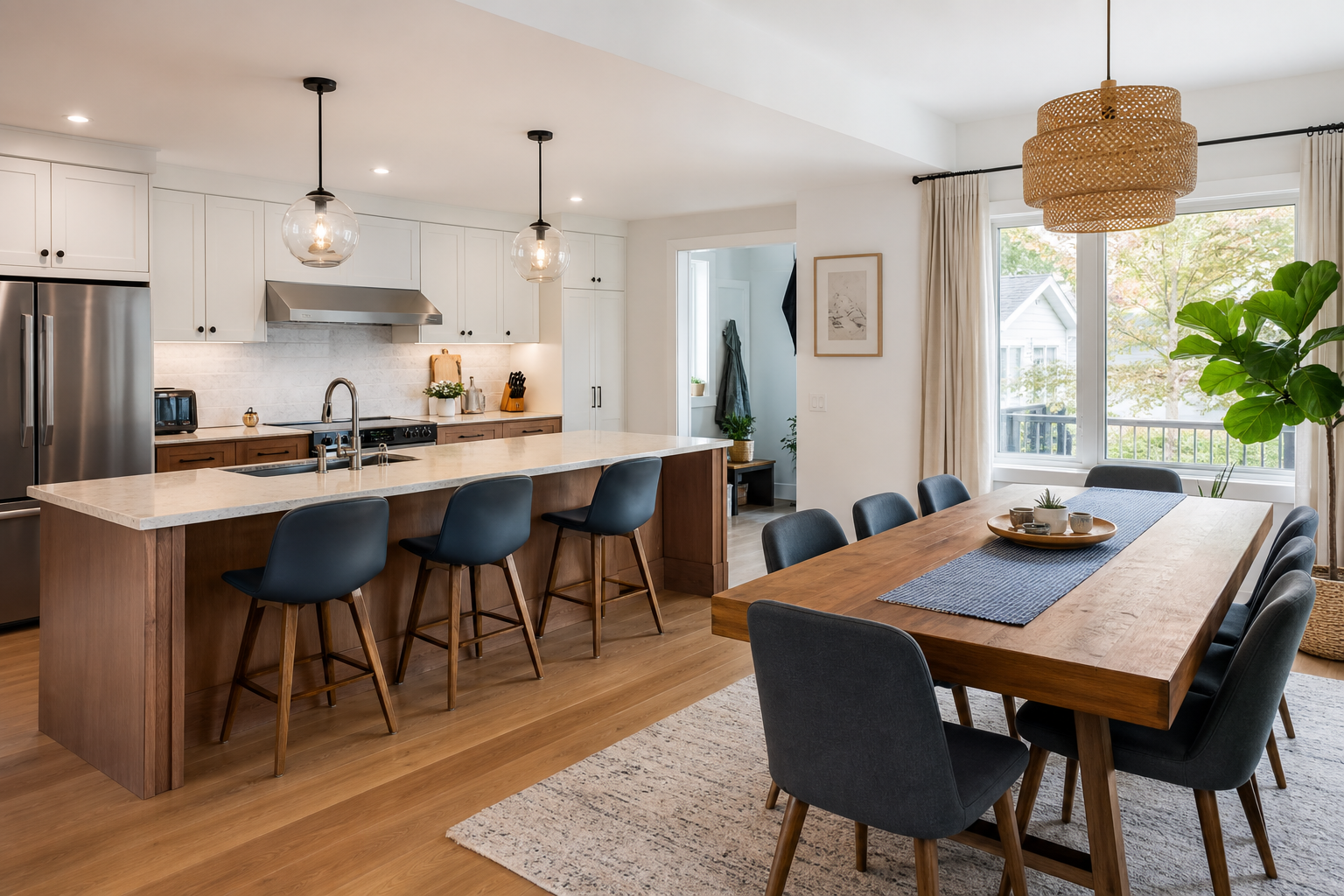 Renovated family kitchen and dining room